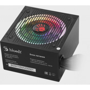 Блок питания Bloody ATX 700W BD-PS700W 80 PLUS WHITE (20+4pin) APFC 120mm fan color LED 6xSATA RTL