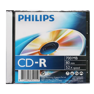 Диск CD-R Philips 700MB, 52x, SLIM-футляр, CR7D5SF01/97