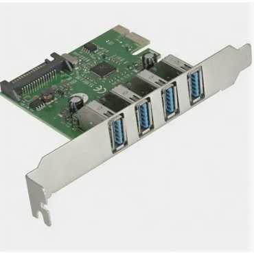 Контроллер ExeGate EXE-314 v2.0 (PCI-E x1 v2.0, 4*USB3.0 ext., разъем доп.питания Molex, VIA Labs Chipset VL805)