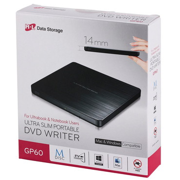 Привод .внешний DVD-RW LG GP60NB60.AUAE12B USB slim черный (RTL)