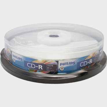 Диск CD-R Philips 700MB, 52x, КОМПЛЕКТ 10шт, Cake Box, CR7D5SB10/97