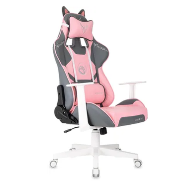 Кресло игровое Knight Catzy серый/розовый экокожа крестов. пластик пластик белый