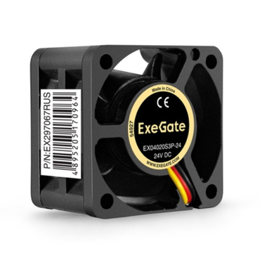 Вентилятор 24В DC ExeGate EX04020S3P-24 (40x40x20 мм, Sleeve bearing (подшипник скольжения), 3pin, 7000RPM, 39dBA)