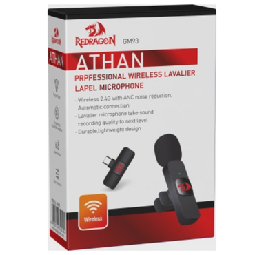 Микрофон Redragon Athan GM93 беспроводной, петличный, черный