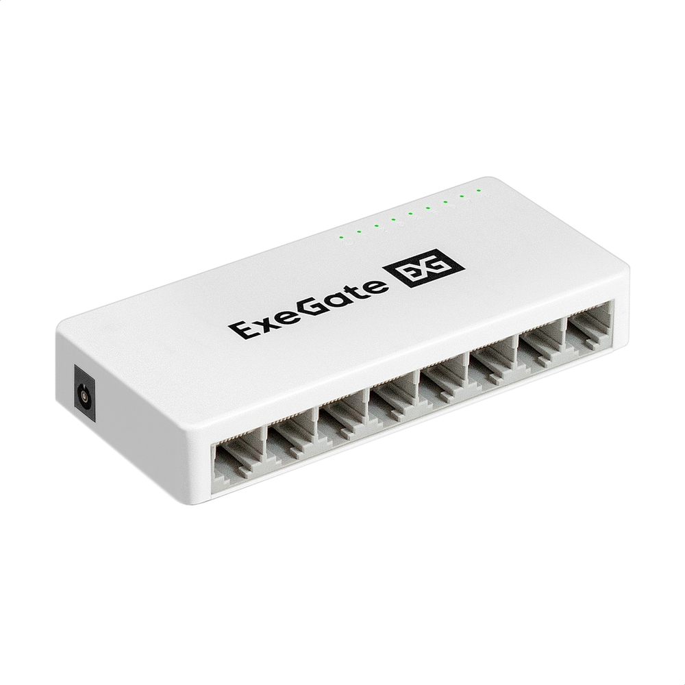 Коммутатор ExeGate EDGS-1008C (8х10/100/1000 Base-T, с функцией энергосбережения , настольный/настенный) неуправляемый EX298688RUS