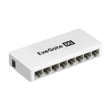 Коммутатор ExeGate EDGS-1008C (8х10/100/1000 Base-T, с функцией энергосбережения , настольный/настенный) неуправляемый EX298688RUS
