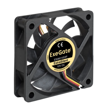 Вентилятор 12В DC ExeGate ExtraPower EP06025S3P (60x60x25 мм, Sleeve bearing (подшипник скольжения), 3pin, 4500RPM, 31dBA)
