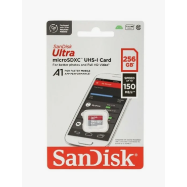 Карта памяти microSDXC [класс 10/UHS-I/U1] 256 GB SanDisk Ultra (150/10Mb/s) (SDSQUAC-256G-GN6MN)