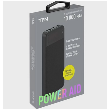 Аккумулятор внешний TFN PowerAid, 10000mAh, черный(TFN-PB-27 8-BK)