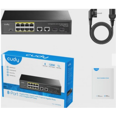 Коммутатор Cudy GS1010PS2 10/100/1000 BASE-T Gigabit Uplink ports, 2-1000 BASE-X SFP Slot, 8-port IEEE 802.3at PoE+ Injector