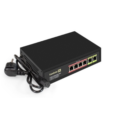 Коммутатор ExeGate EDGS-1006D 4PoE-65W (6х10/100/1000 Base-T: 4хIEEE 802.3af (PoE), PoE: 15,4W, суммарно 65W, 2хRJ45, настенный/настольный, металл.)