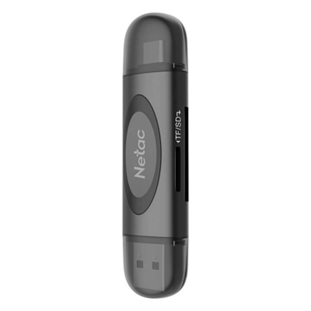 Устройство чтения карт памяти Netac WK14, USB3.0+Type-C to mSD/SD, Black