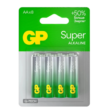 [Батарейка] GP 15A-CR8 96/960 Super Alkaline G-Tech (8 шт в уп-ке) (GP15AA21-2CRSBC8) AA