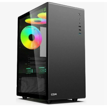 Компьютерный корпус CBR mATX Minitower V500, без БП, 1хUSB 3.0, 2хUSB 2.0, HD Audio+Mic, закаленное стекло, черный [PCC-MATX-V500-WPSU