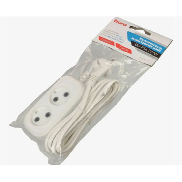 Сетевой удлинитель Buro BU-PSL2.3/W 3 м (2 розетки) белый (пакет ПЭ) <BU-PSL2.3-W>