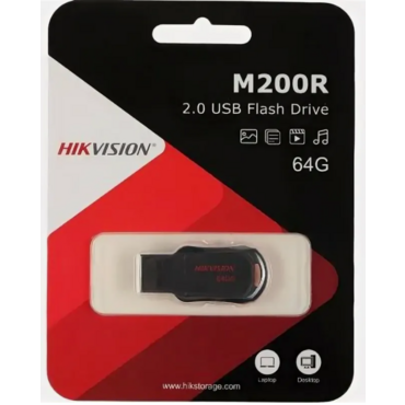 Флешка USB Hikvision M200R (HS-USB-M200R/64G), 64Gb, USB 2.0, R/W 30/15, черный <HS-USB-M200R/64G>