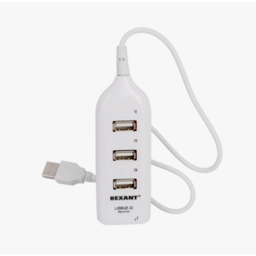 Разветвитель USB 2.0 Rexant на 4 порта белый <18-4105-1>
