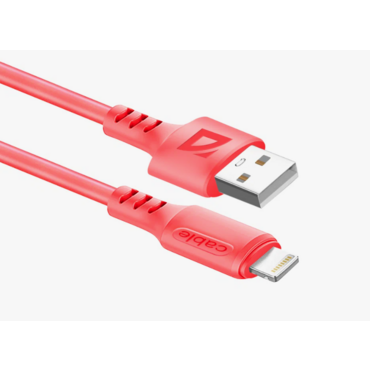 Кабель Defender F207, USB 2.0 (AM) - Apple Lightning (M), 1метр, 2.4А, силиконовая оплетка, красный. <87107RED>