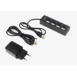 Разветвитель USB2.0 Gembird 4xUSB, блок питания 2А, подсветка и выкл, кабель USB 55 см, черный <UHB-U2P4-02A> — основная фотография