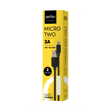 Кабель PERFEO USB2.0 A вилка - Micro USB вилка, черный, 2 м, бокс (U4010) <U4010>	
