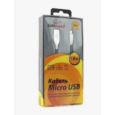 Кабель USB2.0 Cablexpert CC-G-mUSB01Bk-1.8M, AM/microB, серия Gold, длина 1.8м, черный, блистер <CC-G-mUSB01Bk-1.8M>