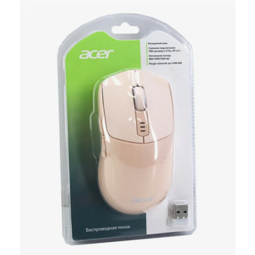 Мышь беспроводная Acer OMR312, Bluetooth/Радио, оптическая, USB, 3200dpi, розовый [zl.mcecc.036]