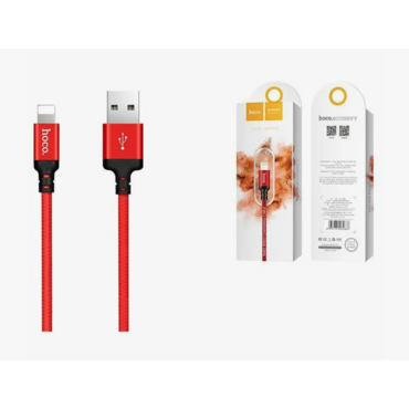 Кабель HOCO X14 USB 2.0, AM/Lightning M, черно-красный, 1м <17987>