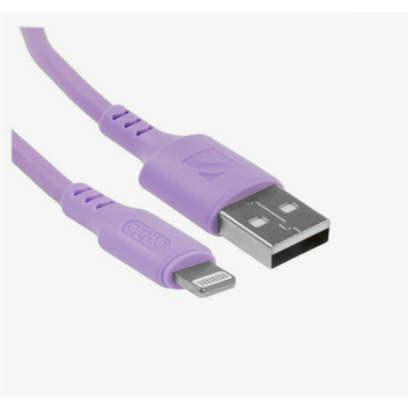 Кабель Defender F207, USB 2.0 (AM) - Apple Lightning (M), 1метр, 2.4А, силиконовая оплетка, фиолетовый.