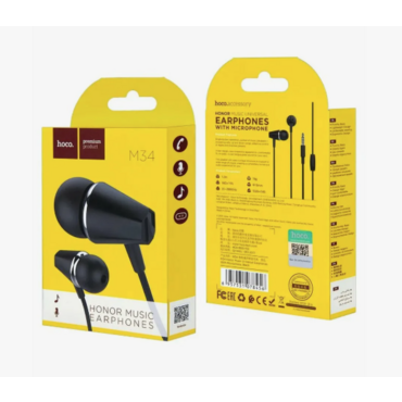 Проводные наушники Hoco M34 черный, внутриканальные, Jack 3.5 мм < M34 черный>