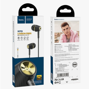 Проводные наушники Hoco M70 черный, внутриканальные, Jack 3.5 мм <M70 черный>	