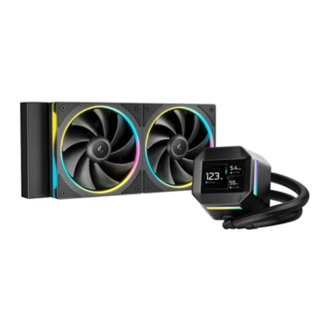 Система охлаждения DEEPCOOL LM240 черная [120 мм - две секции, разъем помпы - 4 pin, радиатор - алюминий, LCD дисплей, ARGB подсветка]
