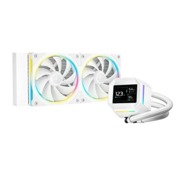 Система охлаждения DEEPCOOL LM240 белая [120 мм - две секции, разъем помпы - 4 pin, радиатор - алюминий, TDP - 280 Вт, LCD дисплей, ARGB подсветка]