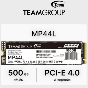 Накопитель Team Group MP44L SSD MP44L 500 ГБ M.2 PCI-E 4.0 (TM8FPK500G0C101) 5000 Мбайт/сек