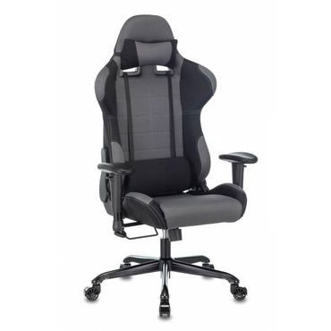 Кресло игровое Бюрократ, 771N/GREY-BL (две подушки серый с черными вставками крестовина металл)