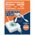 Адаптер питания USB C мощностью 65 Вт, настенное быстрое зарядное устройство Type C Power PD для MacBook Pro Dell Lenovo Huawei Mate book HP Spectre A — основная фотография