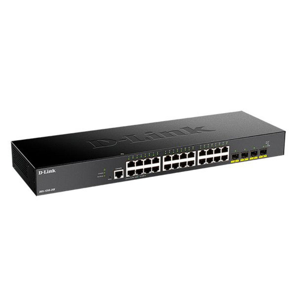 Коммутатор D-Link DGS-1250-28X/A1A, 24×1 Гбит/с + 4×10 Гбит/с SFP+, управляемый