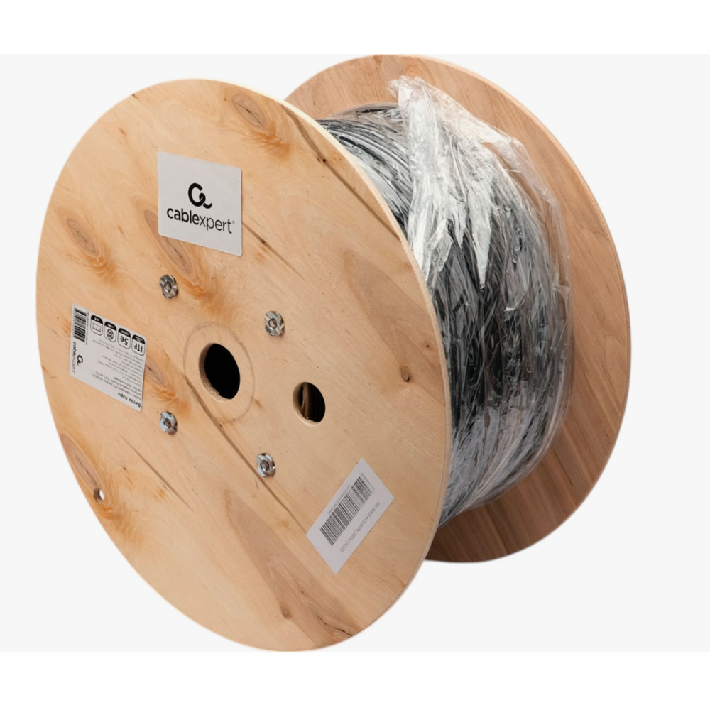Кабель Cablexpert FPC-5051E-4-CU-OUTR, FTP outdoor 4x2x0.51 на тросу, медный, кат.5e, однож., 305м, coil, черный <23021>