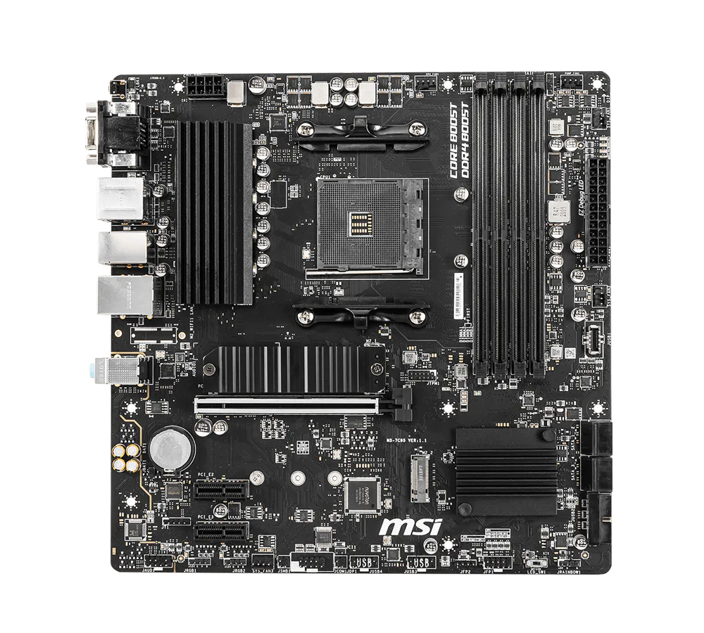 Материнская плата MSI B550M PRO-VDH, AM4, AMD B550, 4xDDR4, 4xSATA, 2xM.2, 1xPCIe 4.0 x16, DisplayPort, HDMI, D-Sub, 1x1Gb LAN, 3x3.5 мм, 7.1, microAT