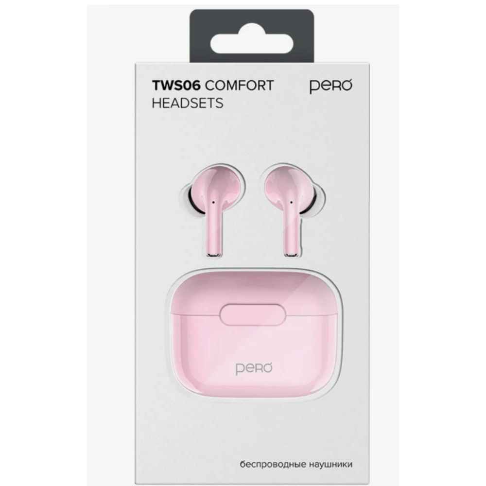 Беспроводные наушники PERO TWS06 COMFORT Pink PTWS06CP
