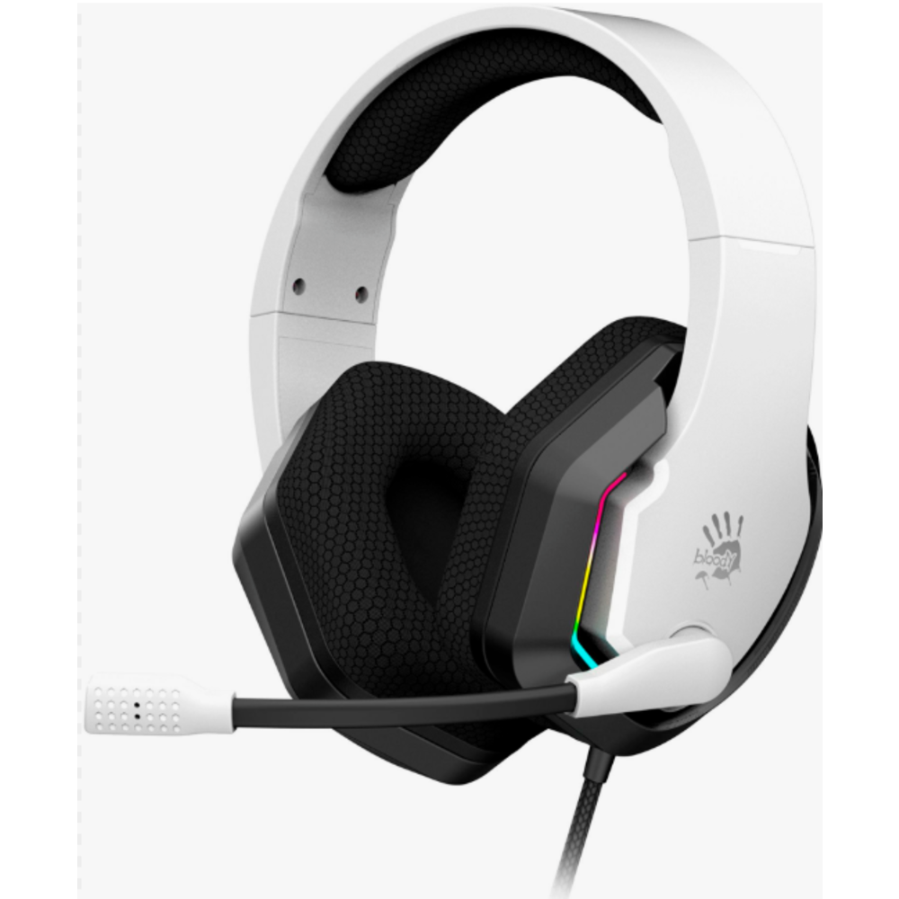 Гарнитура Bloody G260P белый-чёрный, проводная, USB, подсветка