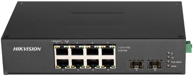 Коммутатор Hikvision DS-3T0510HP-E/HS, 8×1 Гбит/с PoE + 2×1 Гбит/с SFP, неуправляемый DS-3T0510HP-E/HS