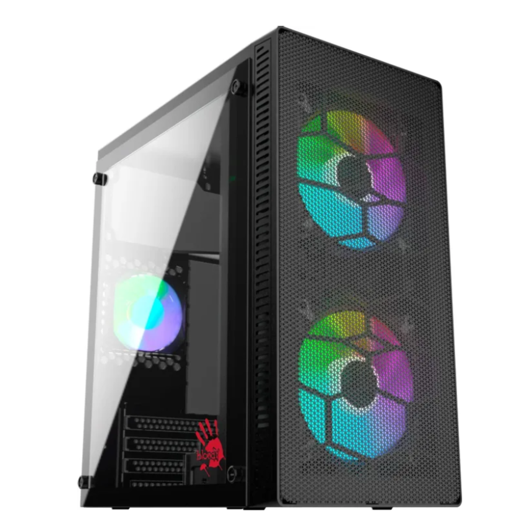 Компьютерный корпус Bloody BD-CC101 черный без БП mATX 1x80мм 1x92мм 2x120мм 2xUSB 2.0 1xUSB 3.0 audio <BD-CC101-BK>