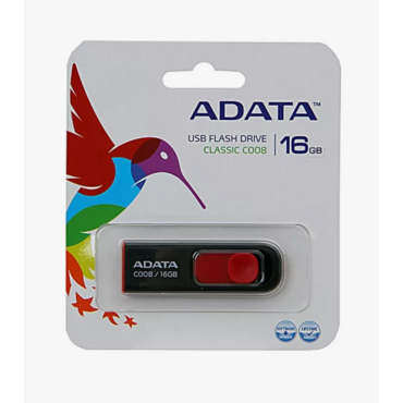 Флешка USB ADATA Classic C008 (AC008-16G-RKD), 16Gb, USB 2.0, R/W 30/6, черный/красный AC008-16G-RKD