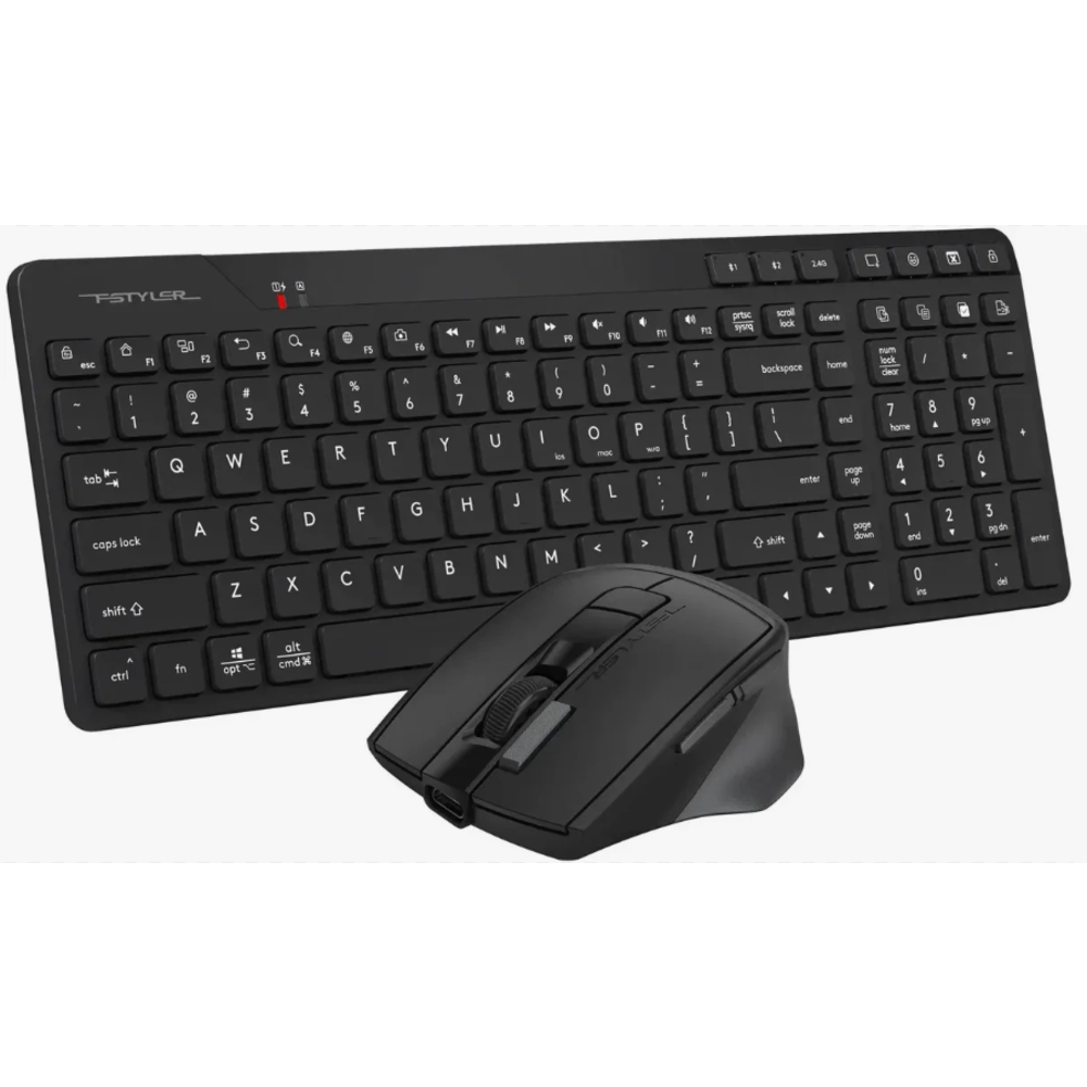Комплект клавиатура+мышь A4Tech FStyler FB2800C Air2 беспроводной, USB + Bluetooth, 2000 DPI, черный/серый