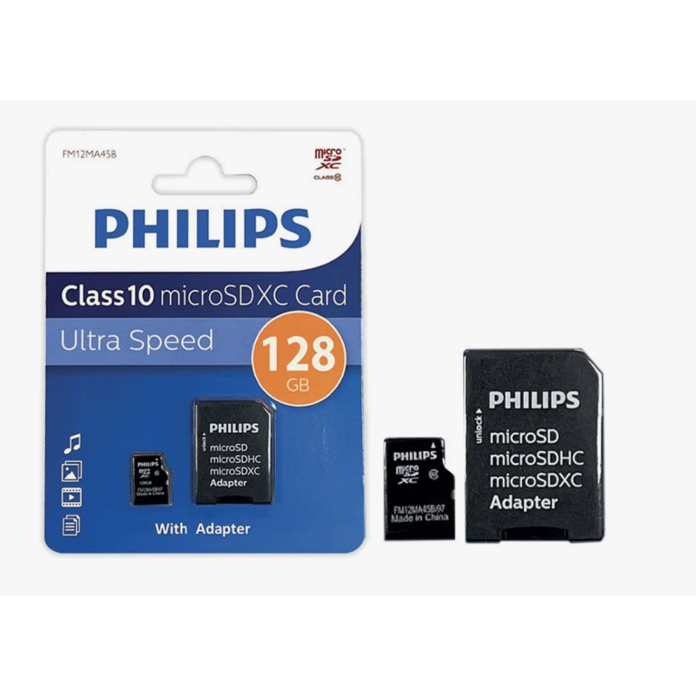 Флеш карта microSD 128GB PHILIPS microSDHC Class 10 (SD адаптер) FM12MA45B/97