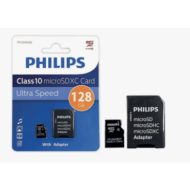 Флеш карта microSD 128GB PHILIPS microSDHC Class 10 (SD адаптер) FM12MA45B/97