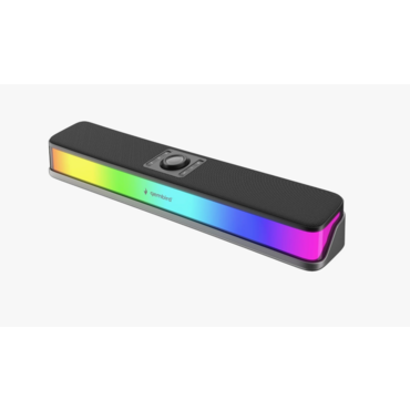 Саундбар 2.0 Gembird SPK-330, 16Вт, пластик+ткань, рег.громкости, RGB подсветка, BT, аккумулятор, черный